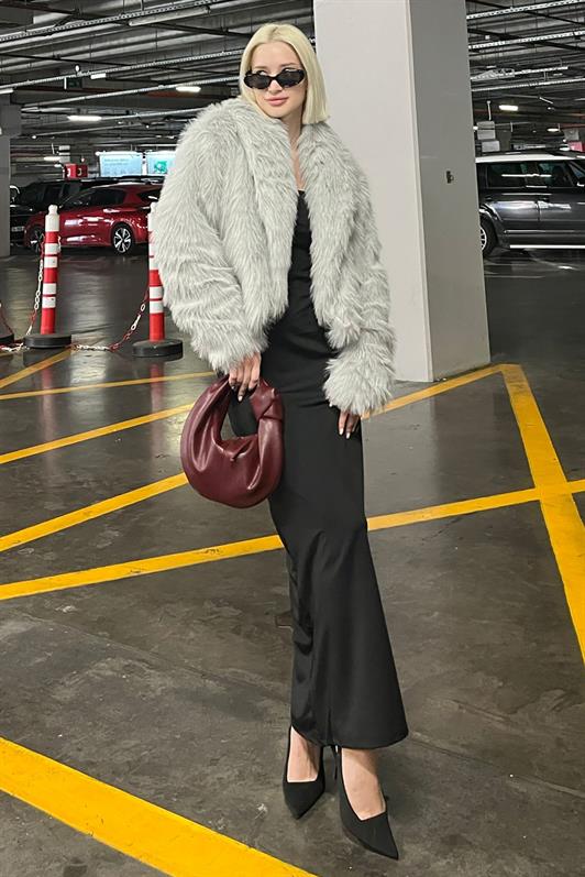 MDX Gray Shawl Collar Soft Texture Lined Women's Fur MG2175 - Cedar Park