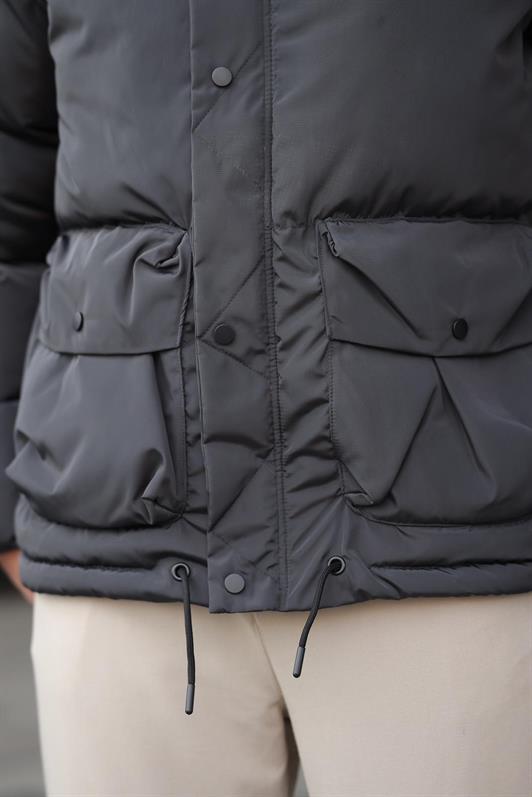 MDX Anthracite Zippered Snap Closure Puffer Men's Jacket E7436 - Douglasville