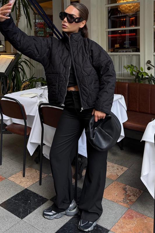 MDX Siyah Dik Yaka Kapitone Kadın Mont MG2568 - Winslow