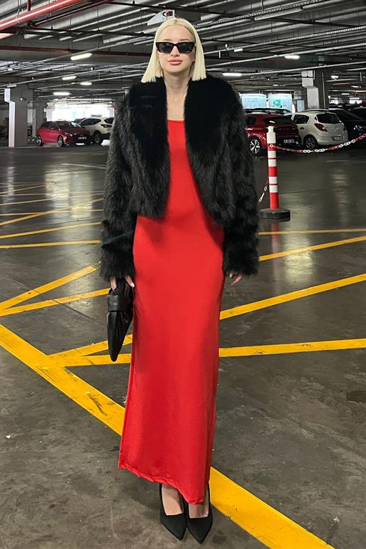 MDX Black Wrap Neck Soft Texture Lined Women's Fur MG2175 - Aventura
