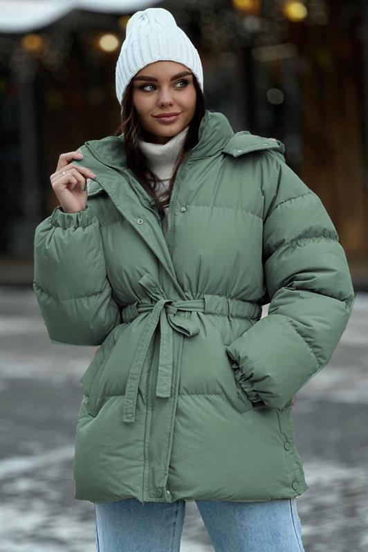 MDX Haki Hooded Belt Detailed Puffer Coat MG2179 - Rowland Heights