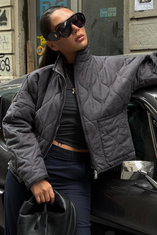 MDX Füme Dik Yaka Kapitone Kadın Mont MG2568 - Sesto San Giovanni