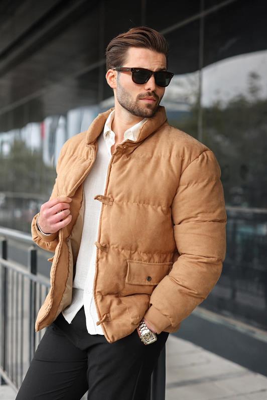 MDX Camel Düğmeli Dik Yaka Erkek Şişme Mont E7435 - Vergína
