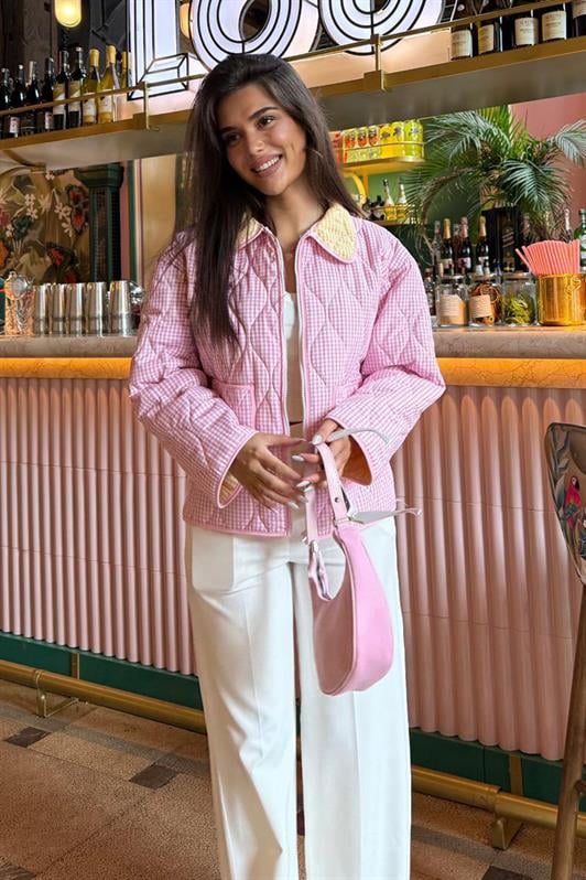 MDX Pink Polka Dot Pocketed Women's Coat Mg2488 - Voluntari