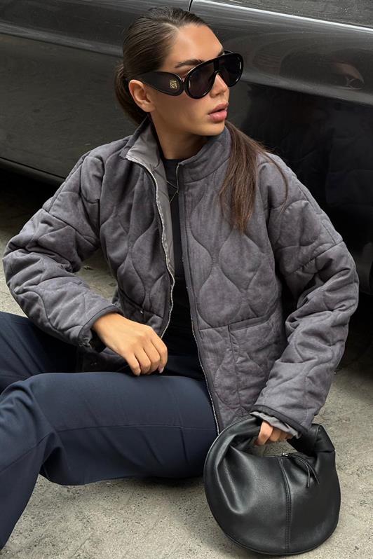 MDX Füme Dik Yaka Kapitone Kadın Mont MG2568 - Sesto San Giovanni