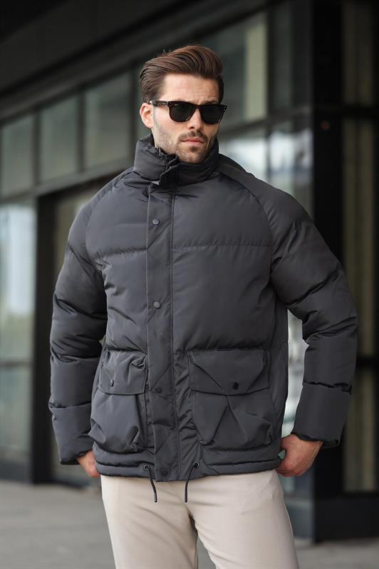 MDX Anthracite Zippered Snap Closure Puffer Men's Jacket E7436 - Douglasville