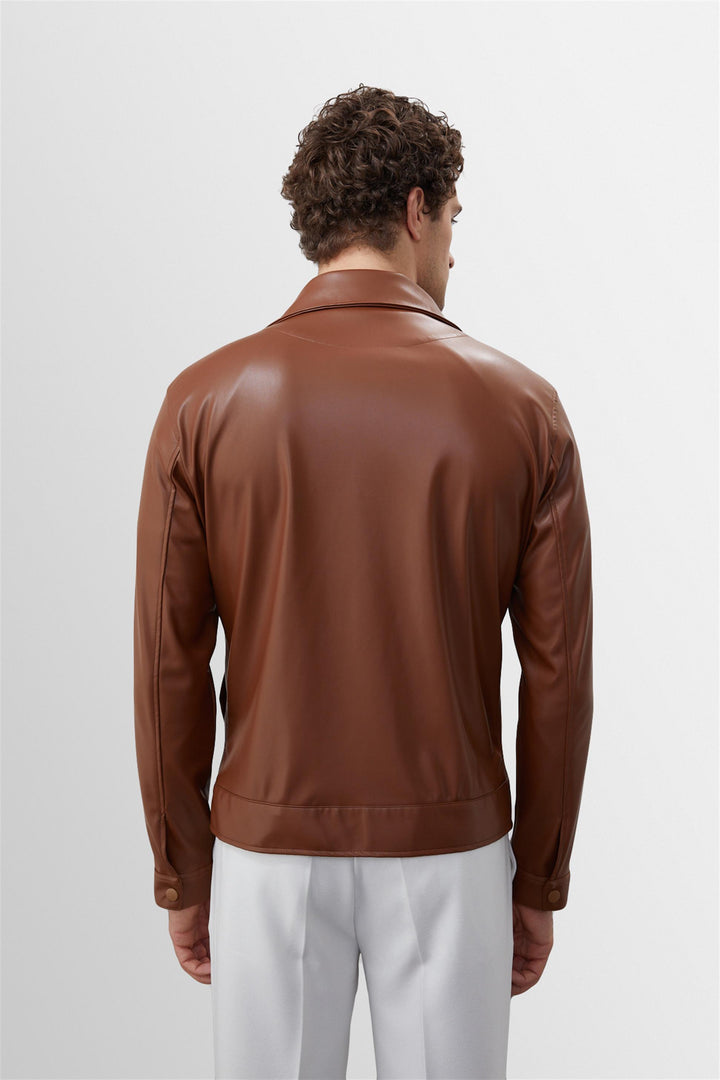 ANT Zippered Faux Leather Coat - Jonesboro