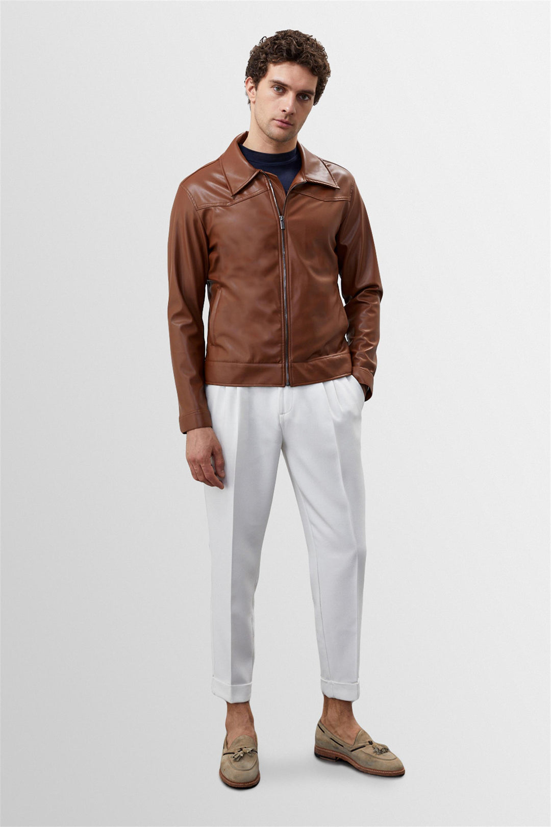 ANT Zippered Faux Leather Coat - Jonesboro