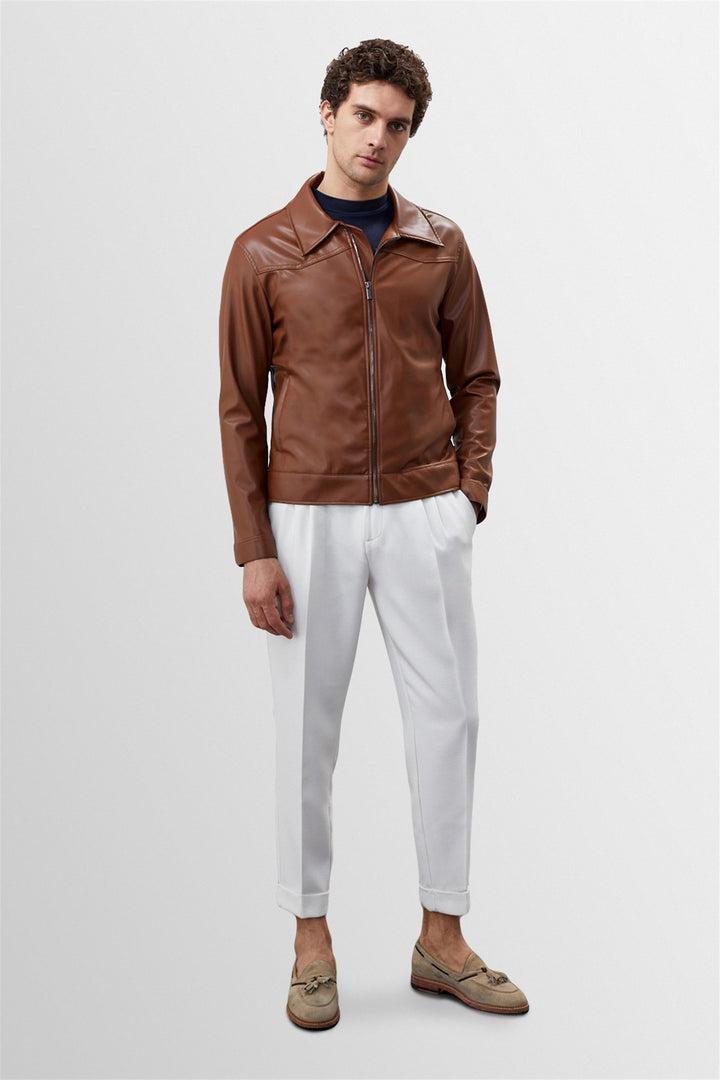 ANT Zippered Faux Leather Coat - Jonesboro
