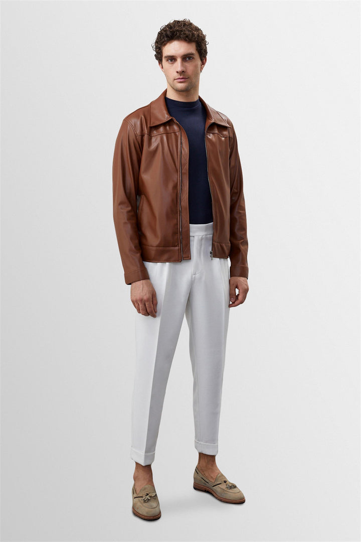 ANT Zippered Faux Leather Coat - Jonesboro