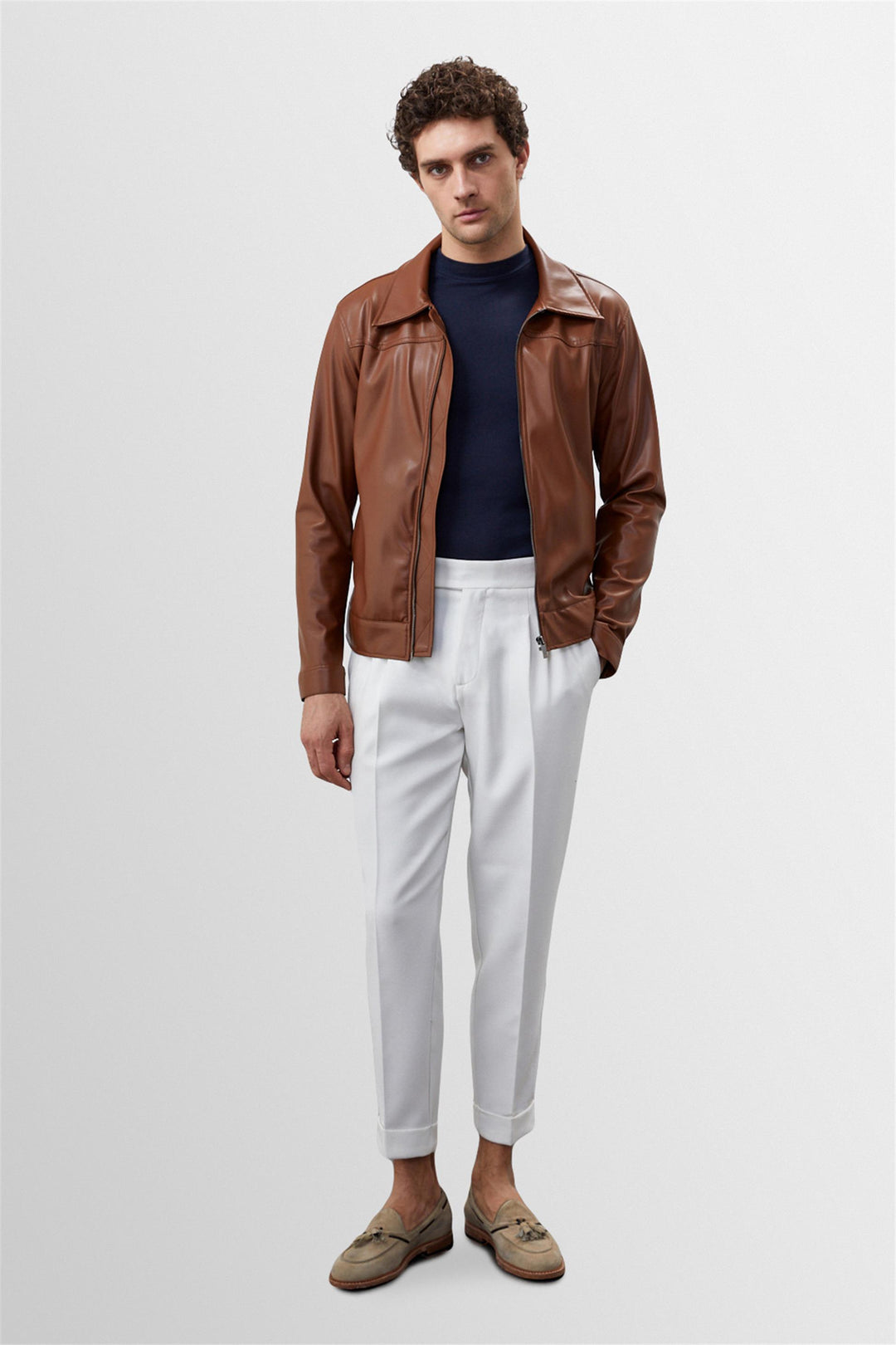ANT Zippered Faux Leather Coat - Jonesboro