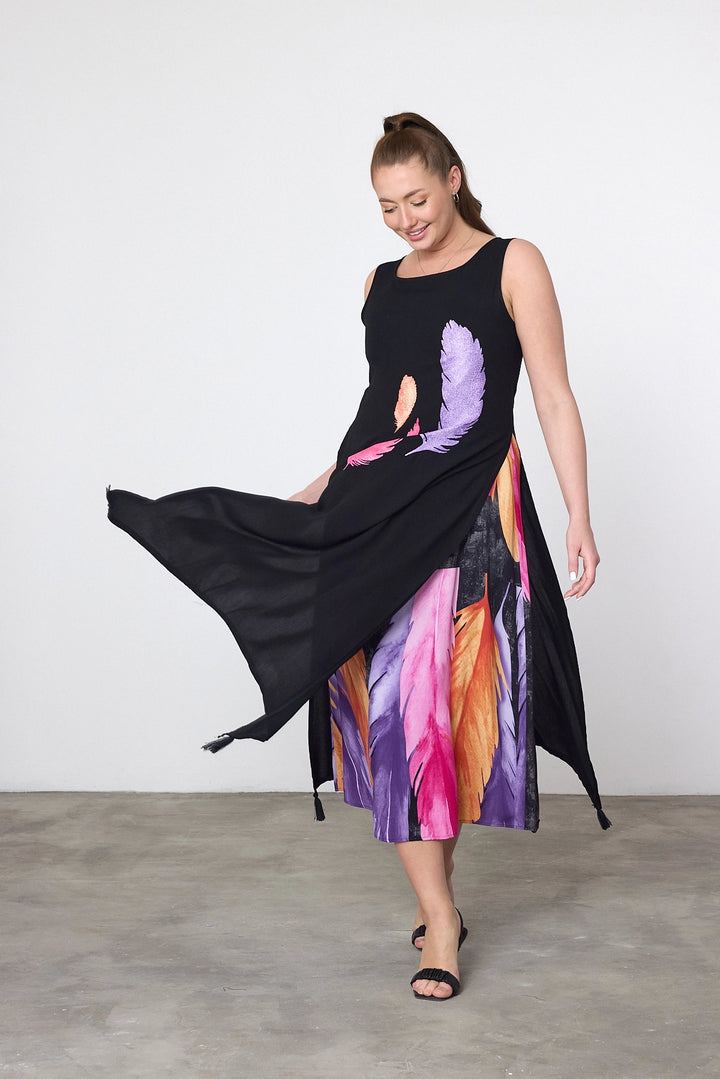 Maxi Boy Purple Printed Detailed Viscose Dress BCVL-252025 - Mijas