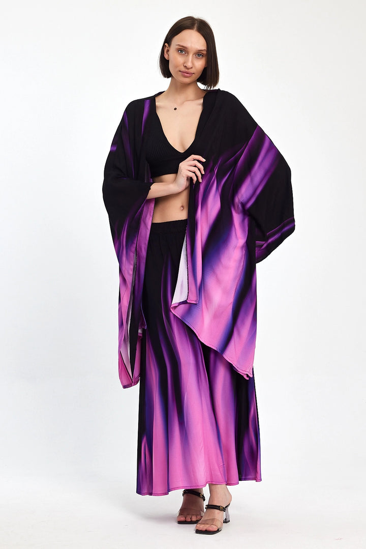 Maxi Boy Purple Gradient Patterned Pants and Kimono Woven Top Set BCVL-24975 - Pavia
