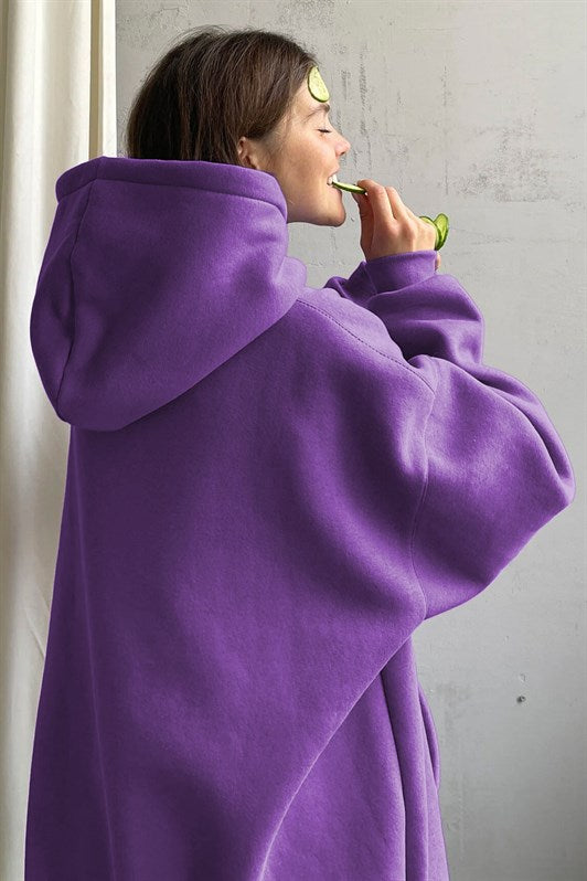 MDX Purple Hooded Oversized Sweatshirt with Buttons MG1566 - Petaluma