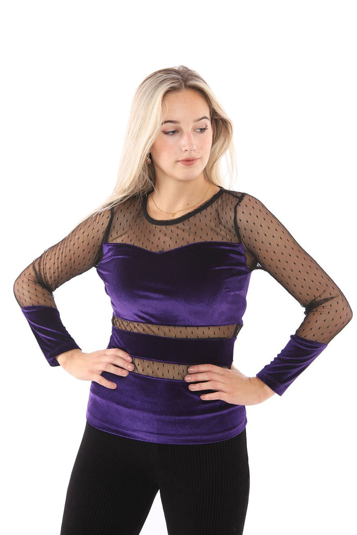 SNS Sense Mor Tulle Detailed Velvet Blouse Blouse - Voghera