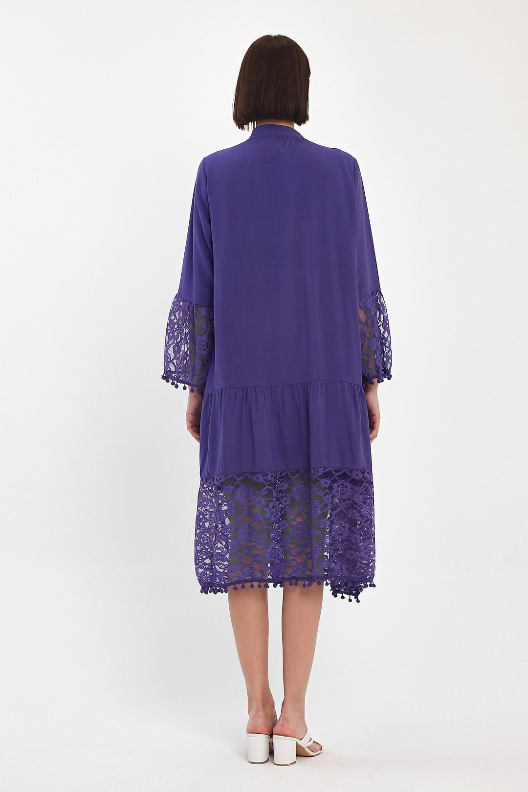 Maxi Boy Purple Detailed Long Woven Viscose Dress BCVL-25983 - Paracho de Verduzco