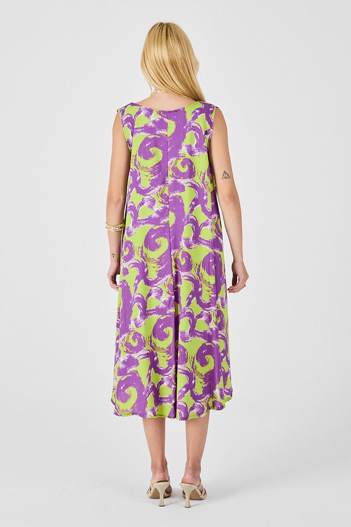 Purple U Neck Sleeveless Asymmetric Cut Midi Dress BCVL-254017 - Minnetonka