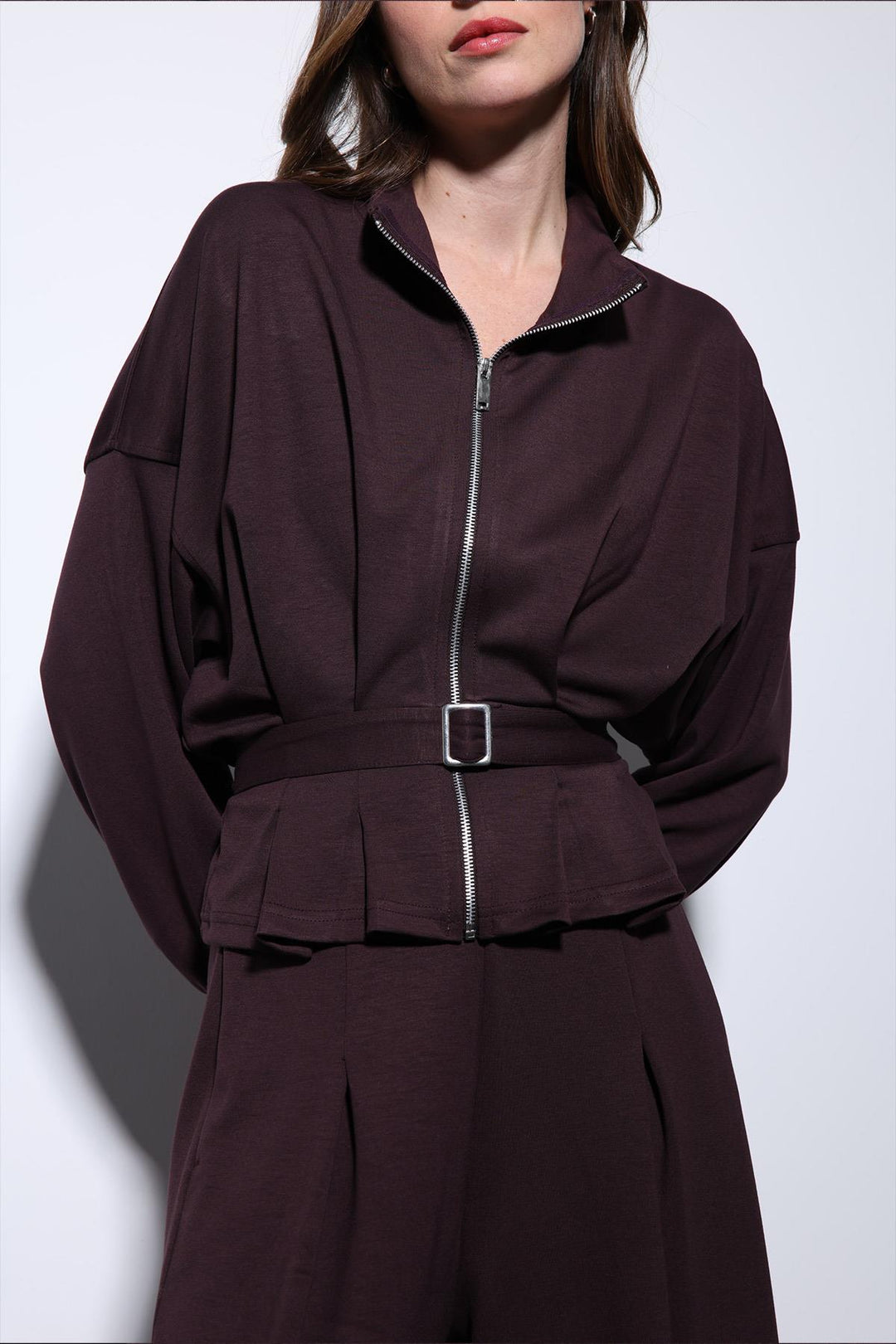 ANT Antioch Mürdüm Bel Kemerli Geniş Paça Pantolonlu Takım - Nice