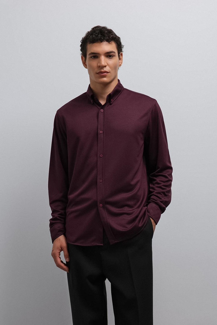 ANT Antioch Men's Shirt with Mürdüm Buttoned Collar Relax Fit - Soest