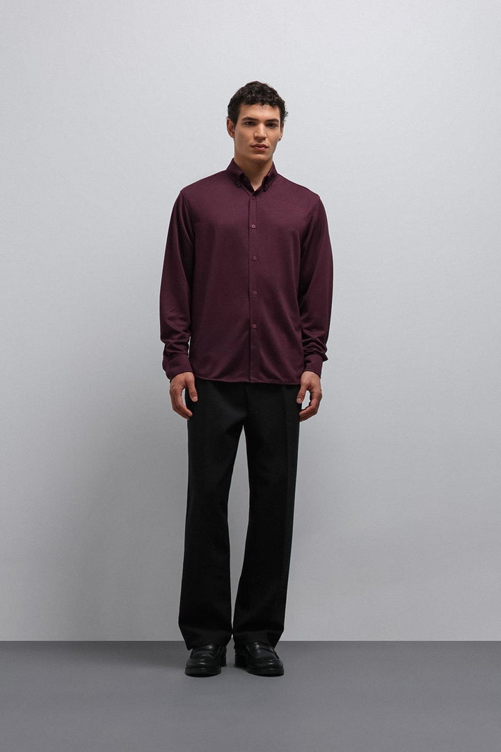 ANT Antioch Men's Shirt with Mürdüm Buttoned Collar Relax Fit - Soest