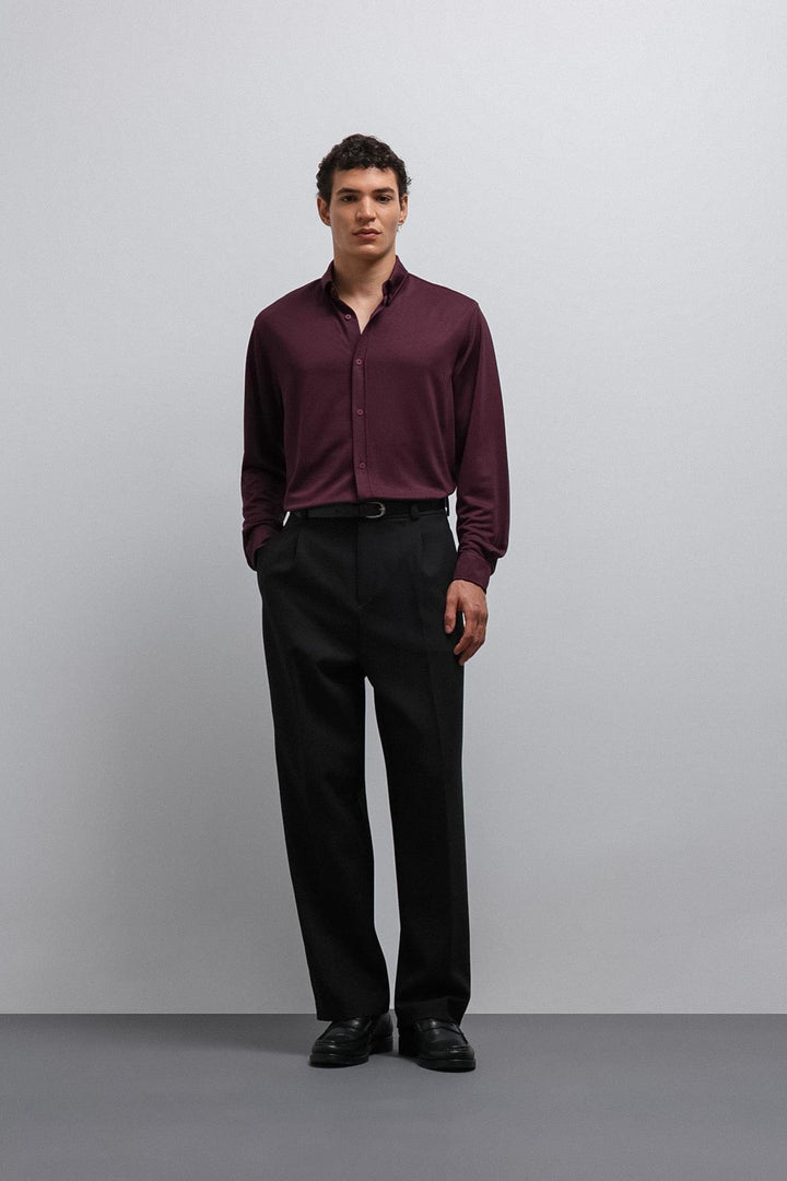 ANT Antioch Men's Shirt with Mürdüm Buttoned Collar Relax Fit - Soest