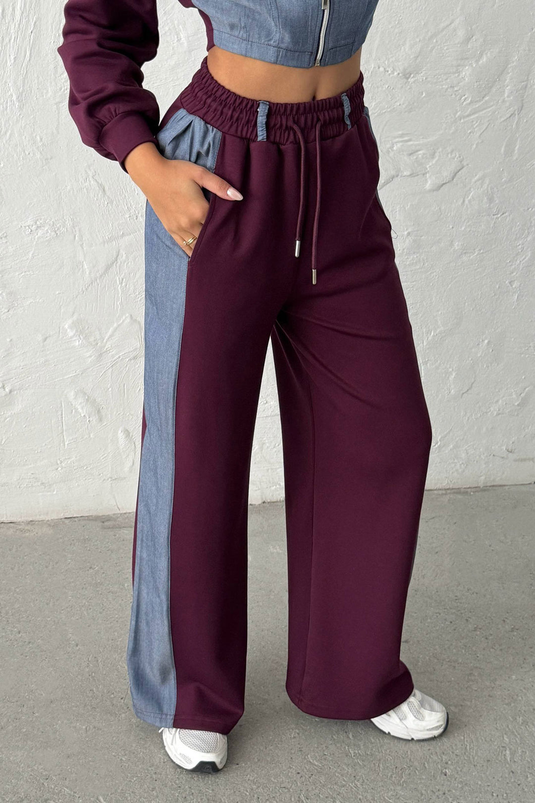 Purple Denim Fabric Soft Textured Pants Jacket Set BCHN-25261021 - New Haven