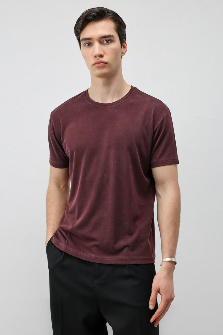 ANT Antioch Mürdüm Regular Fit Modal Teknik Kumaş Erkek T-Shirt - Tapachula