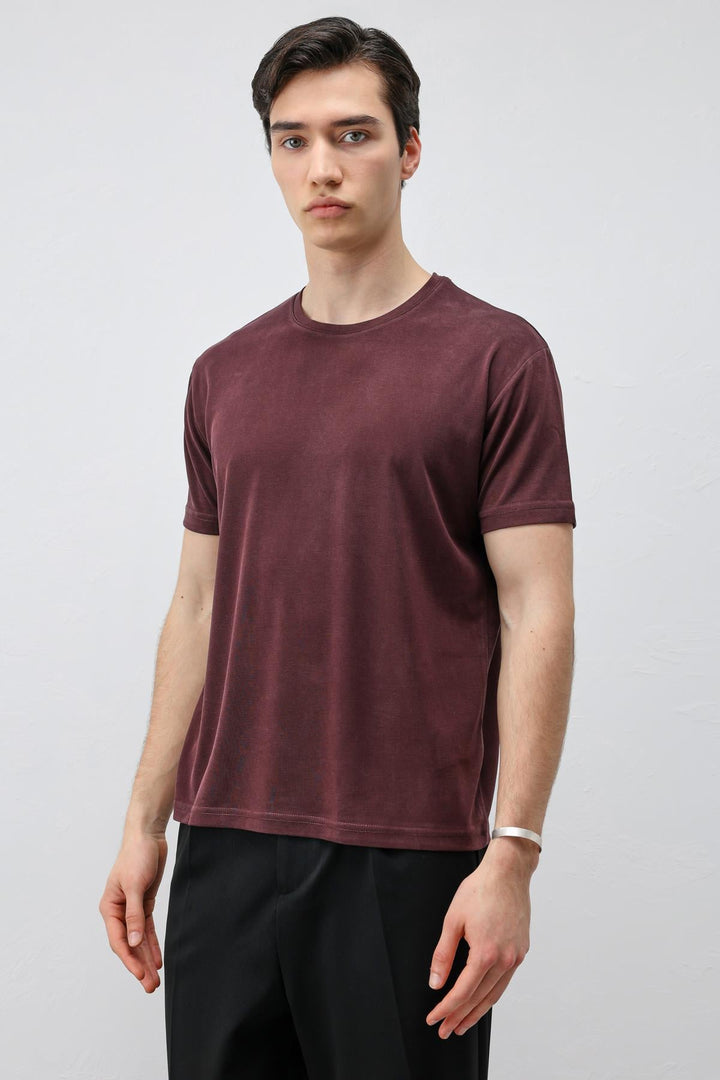 ANT Antioch Mürdüm Regular Fit Modal Teknik Kumaş Erkek T-Shirt - Tapachula