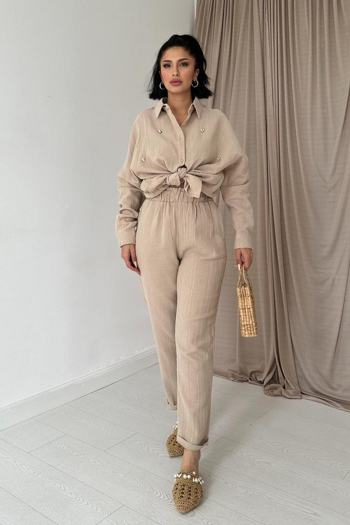 ELS Muslim Shirt and Pants Set - Beige - Lethbridge