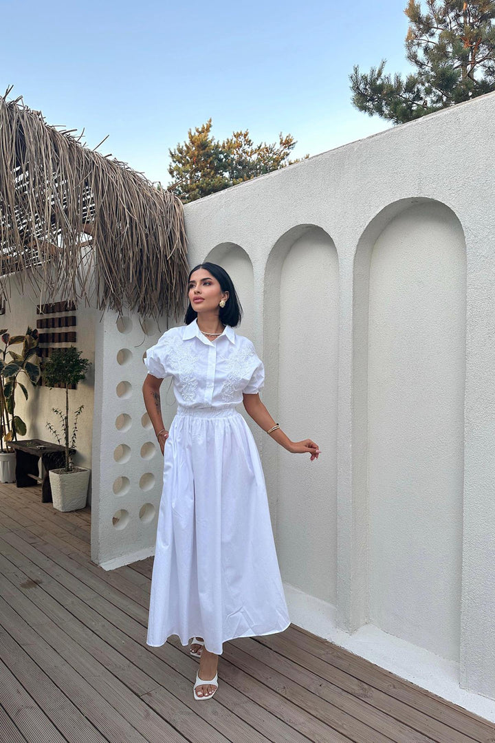 ELS Embroidered Dress - White - Saint-Eustache