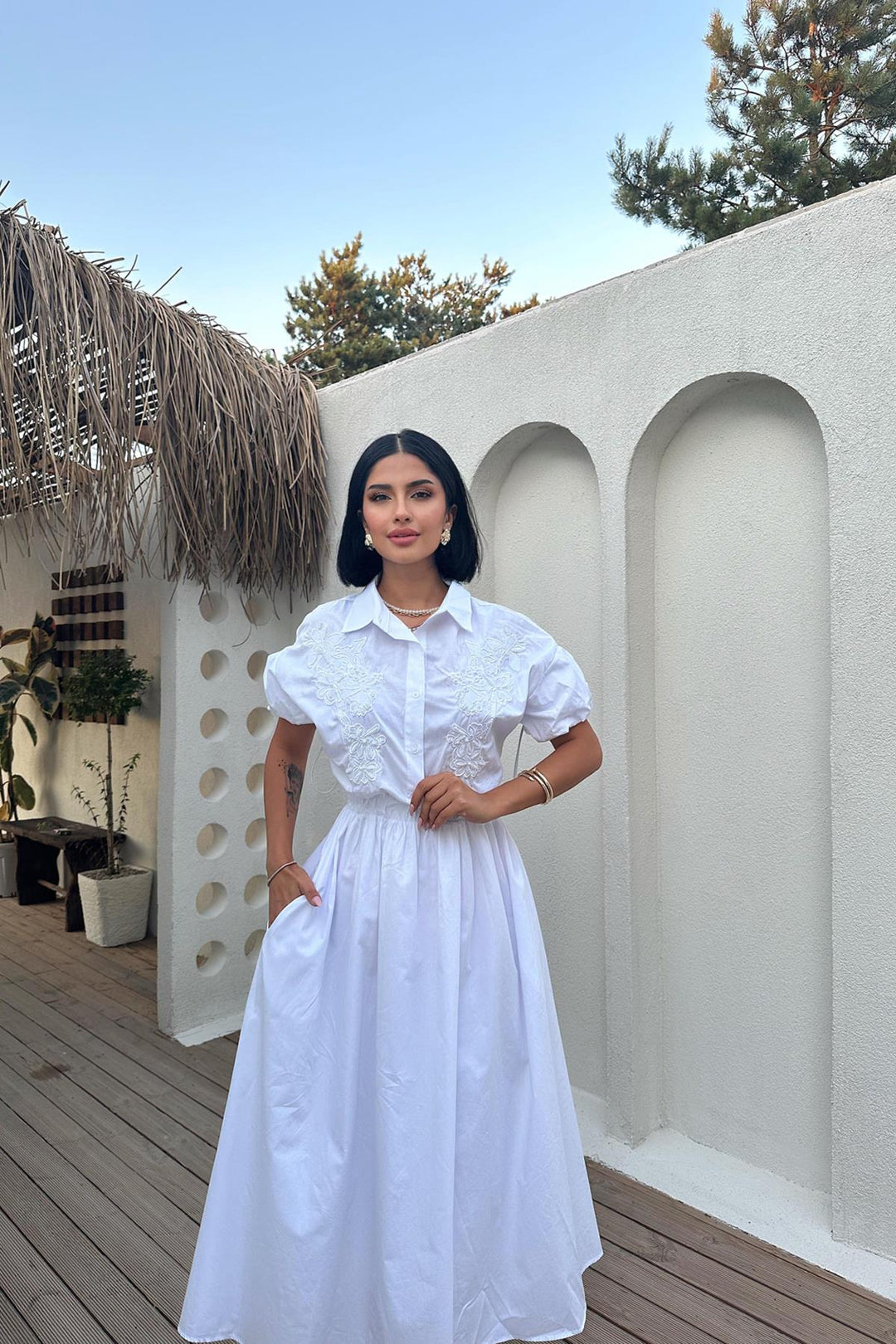 ELS Embroidered Dress - White - Saint-Eustache