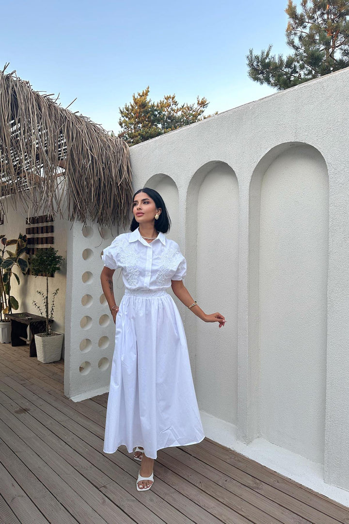 ELS Embroidered Dress - White - Saint-Eustache