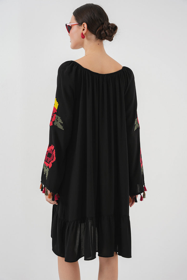 BGD Women Embroidered Midi Dress 2531 - Black - Kutaisi