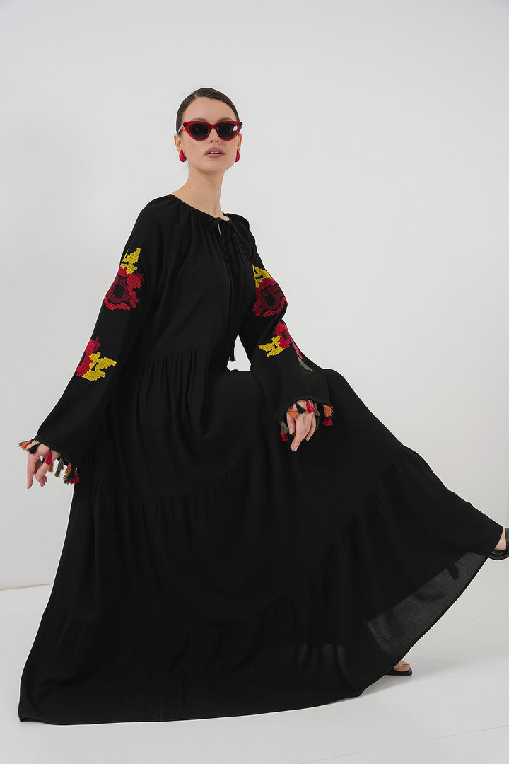 BGD Women Embroidered Long Dress 2534 - Black - Orland Park