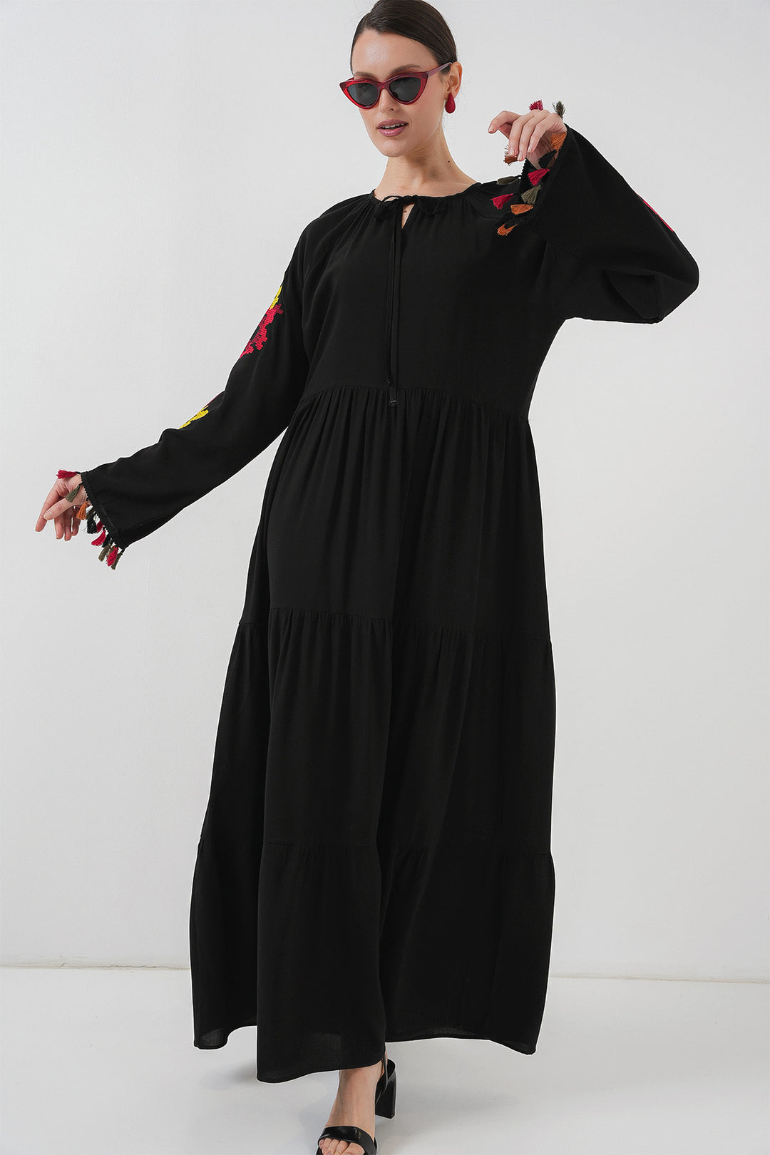 BGD Women Embroidered Long Dress 2534 - Black - Orland Park