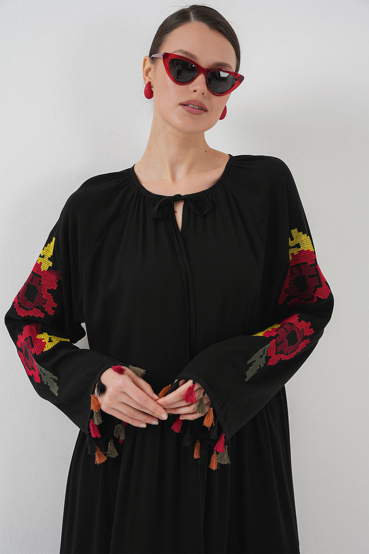 BGD Women Embroidered Long Dress 2534 - Black - Orland Park