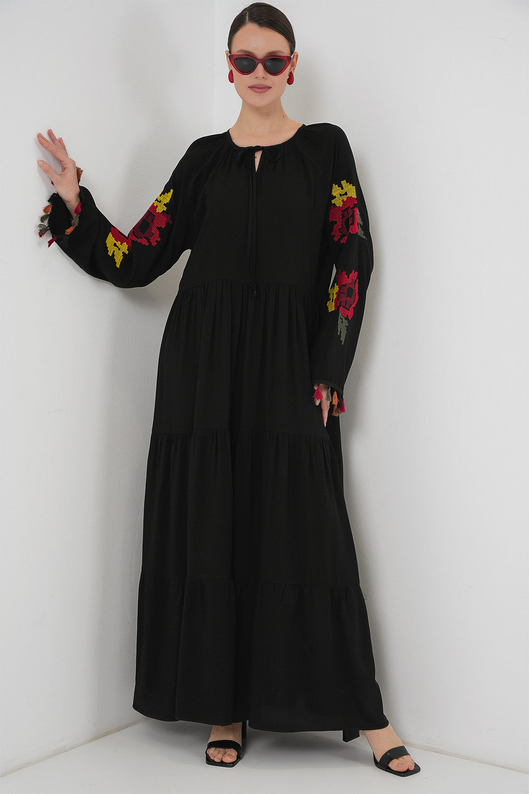 BGD Women Embroidered Long Dress 2534 - Black - Orland Park