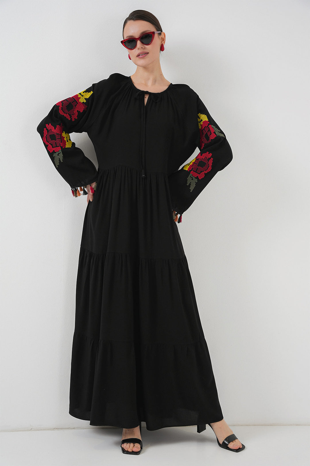 BGD Women Embroidered Long Dress 2534 - Black - Orland Park