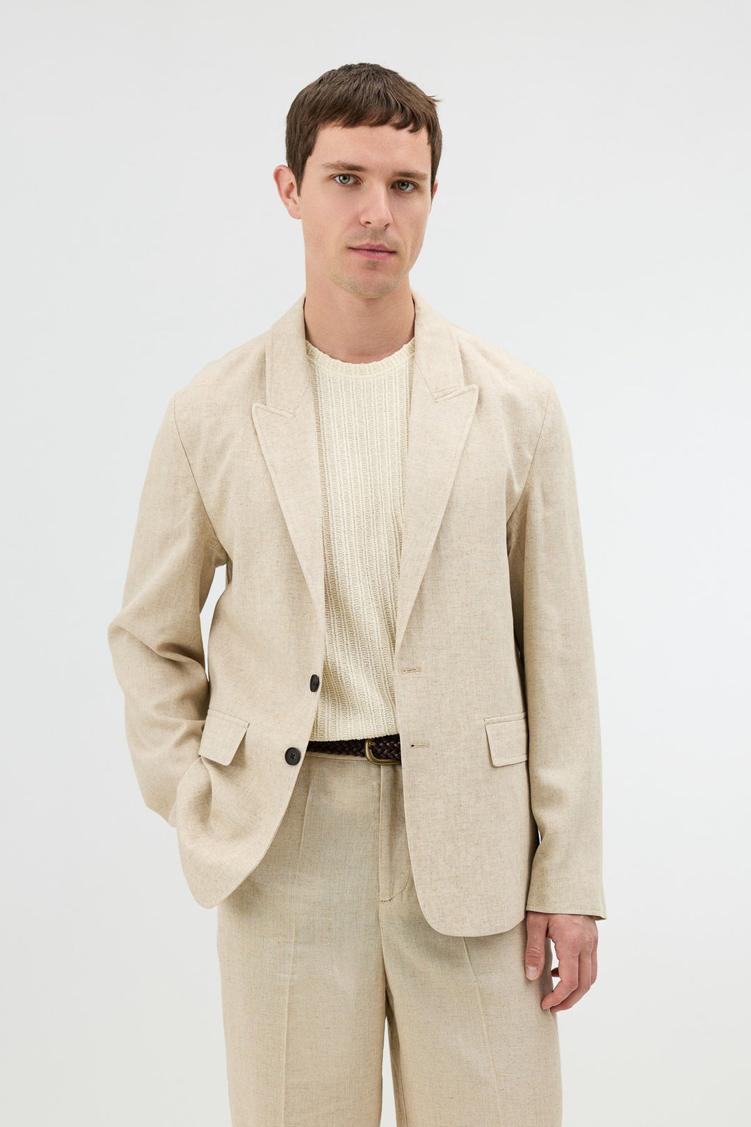 ANT Antioch Natur Keten Karışımlı Erkek Blazer Ceket - Valladolid