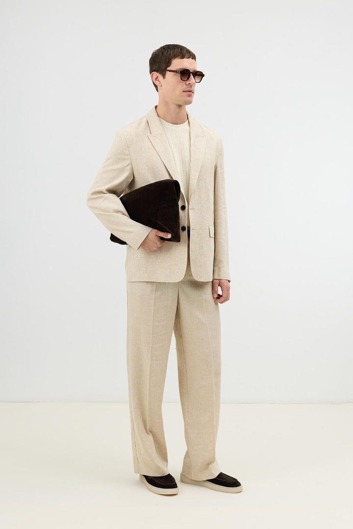 ANT Antioch Natur Keten Karışımlı Erkek Blazer Ceket - Valladolid