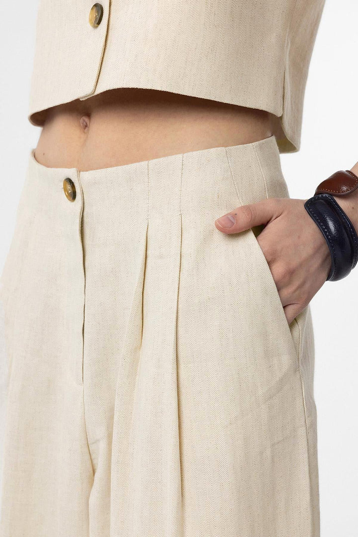 ANT Antioch Natur Keten Karışımlı Kadın Culotte Pantolon - Xico