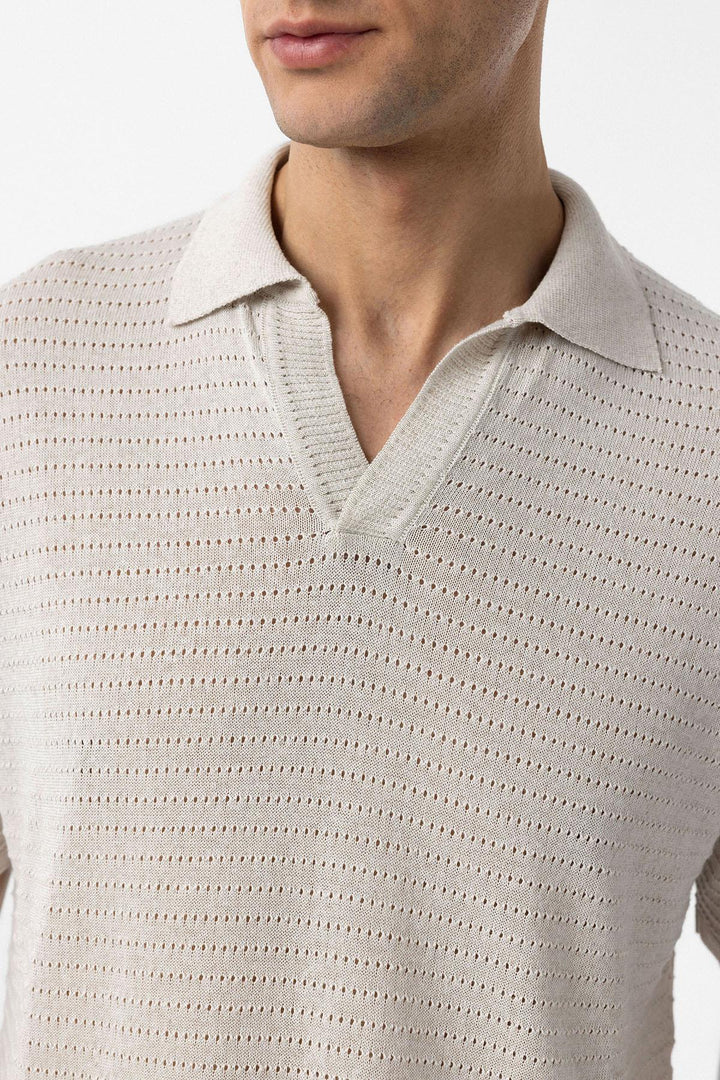 ANT Antioch Natur Polo Yaka Dokulu Erkek Triko T-Shirt - Ciudad Obregón