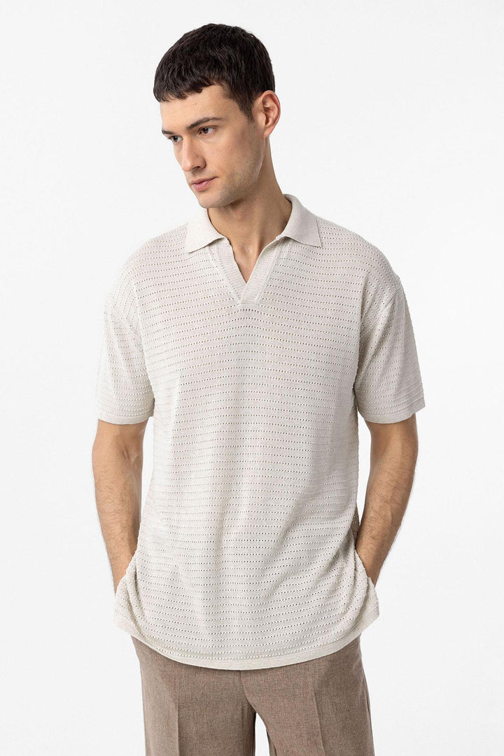 ANT Antioch Natur Polo Yaka Dokulu Erkek Triko T-Shirt - Ciudad Obregón