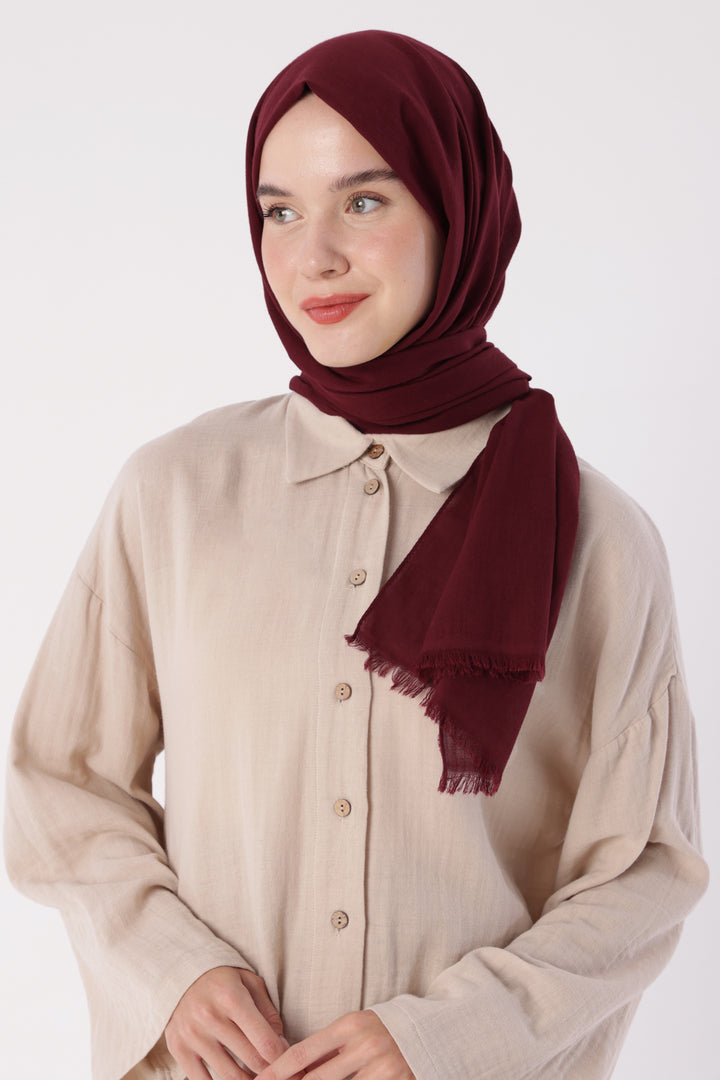 TLD Women Allday Burgundy Zigzag Cotton Jacquard Shawl - Bila Tserkva
