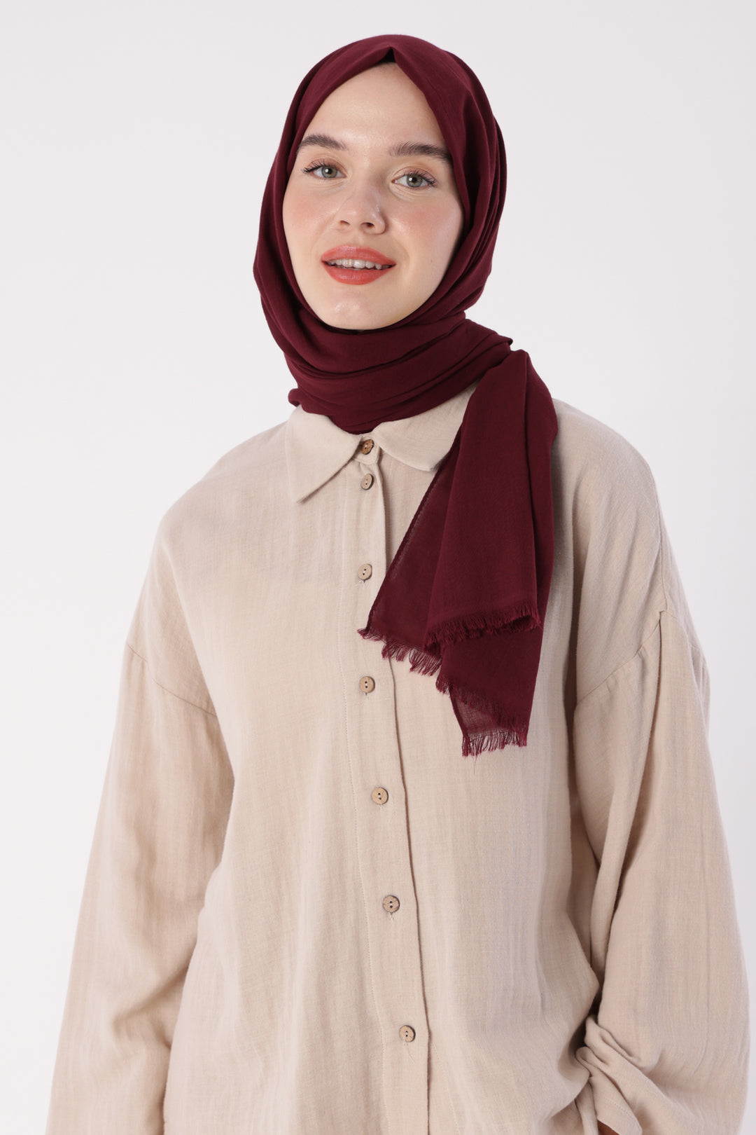 TLD Women Allday Burgundy Zigzag Cotton Jacquard Shawl - Bila Tserkva