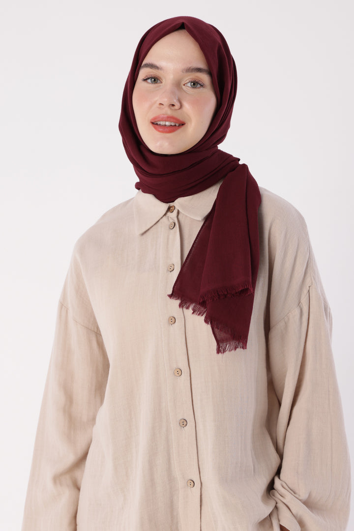 TLD Women Allday Burgundy Zigzag Cotton Jacquard Shawl - Bila Tserkva
