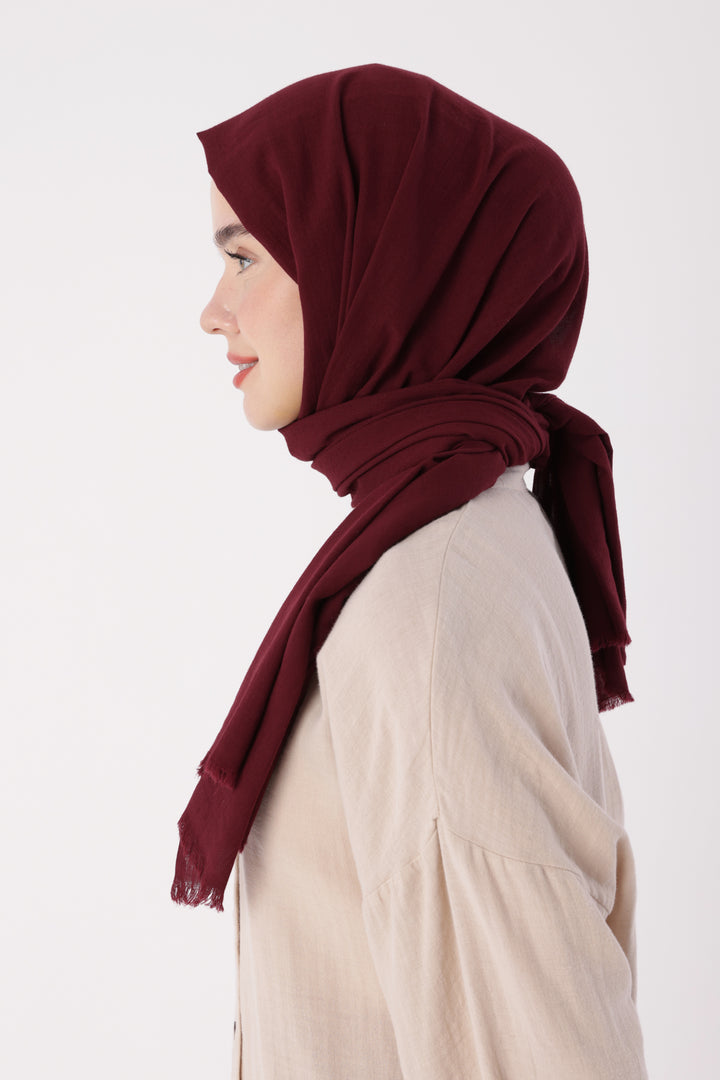 TLD Women Allday Burgundy Zigzag Cotton Jacquard Shawl - Bila Tserkva