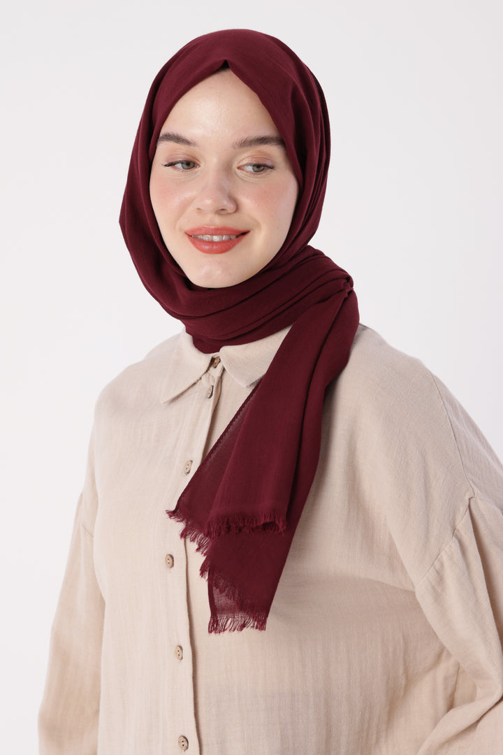 TLD Women Allday Burgundy Zigzag Cotton Jacquard Shawl - Bila Tserkva