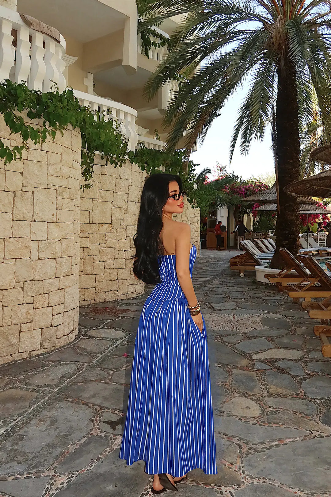 EYY Women Navy Blue Bonnieh Striped Dress - Livry-Gargan