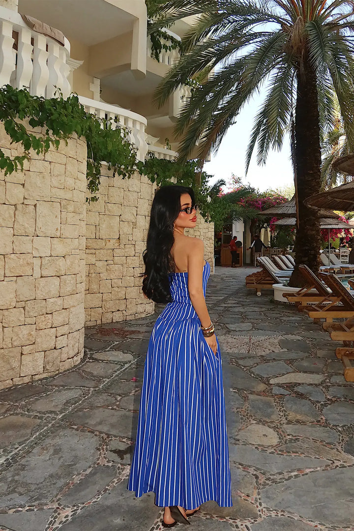 EYY Women Navy Blue Bonnieh Striped Dress - Livry-Gargan